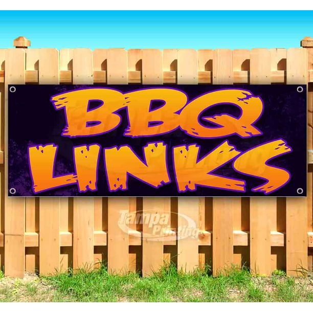 New BBQ Links 13 oz Heavy Duty Vinyl Banner Sign with Metal Grommets Flag, Store Many Sizes Available Advertising 
